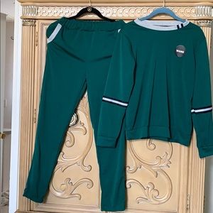 Wang emerald 2 piece lounge suit with pockets nwot